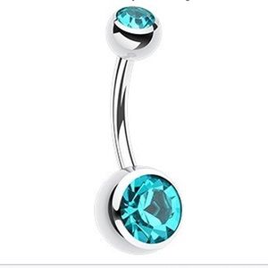 Turquoise Blue Surgical Steel Belly Button Ring